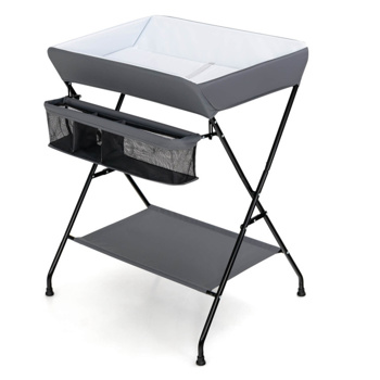 Gray Baby Storage Foldable Diaper Changing Table