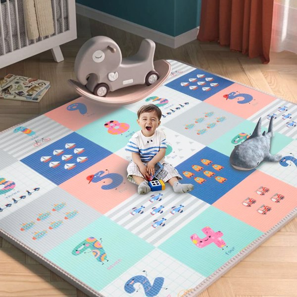 Baby Play Mat for Floor, Reversible Foam Play Mat for Baby, Non-Toxic Baby Floor Mat, Haute Collection Crawling Mat, Rolling Kids Play Mat, One-Piece Waterproof Playmat for Babies