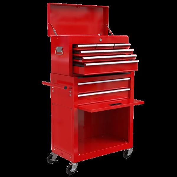 High Capacity Rolling Tool Chest with Wheels and Drawers, 8-Drawer Tool Storage Cabinet--RED