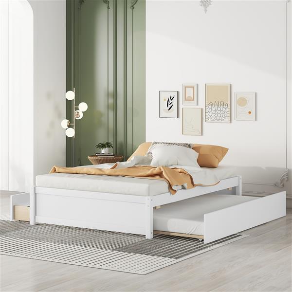 FULL BED WITH TWIN TRUNDLE AND TWO DRAWERS FOR WHITE COLOR