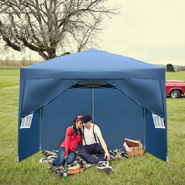 3 x 3m Two Doors & Two Windows Practical Waterproof Right-Angle Folding Tent Blue