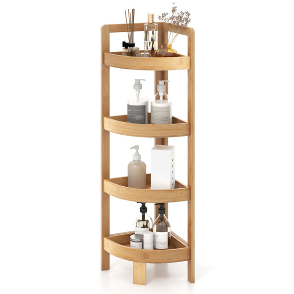 Bamboo bathroom rack, bathroom storage rack with 4 layers Storage Space