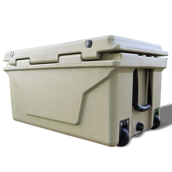 Khaki color ice cooler box 65QT camping ice chest beer box outdoor fishing cooler