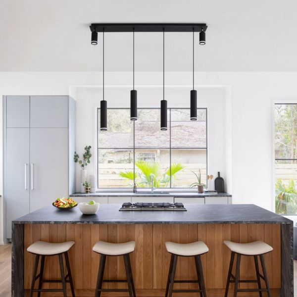 Angelina 6 - Light Matte Black Kitchen Island Pendant[No Bulb][Unable to ship on weekends, please place orders with caution]