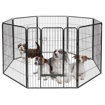 Dog Fence 48\\" H，8 Metal Panel Heavy Duty Pet Playpen Dog Fence with Door