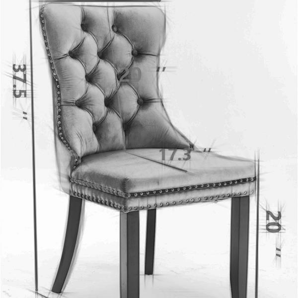 Modern, High-end Tufted Solid Wood Contemporary Velvet Upholstered Dining Chair with Wood Legs Nailhead Trim 2-Pcs Set,Light Blue