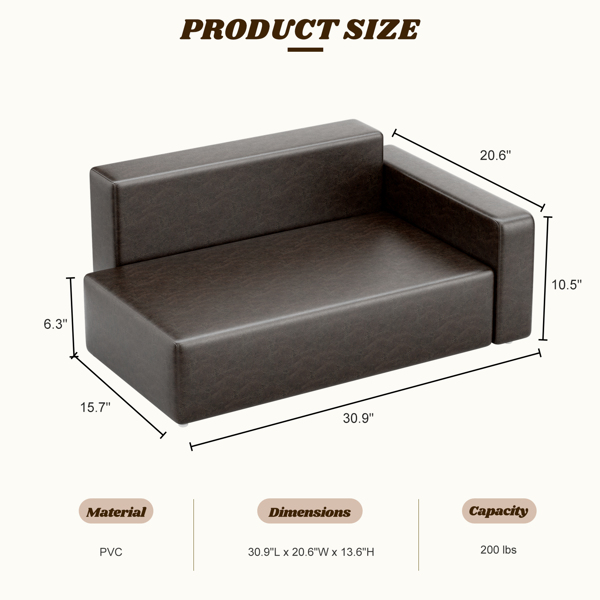 Modern Dog Sofa PU Leather Sturdy Dog Couch for Small and Medium Dogs Waterproof Pet Sofa for Cats and Small Animals