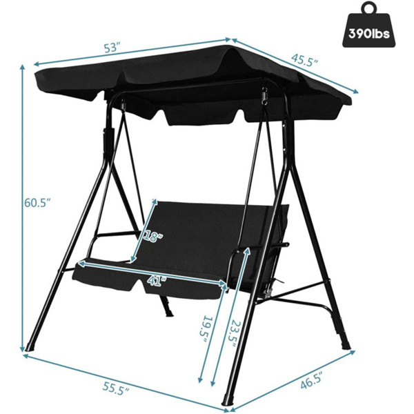 2-Seat Patio Swing Chair with awning