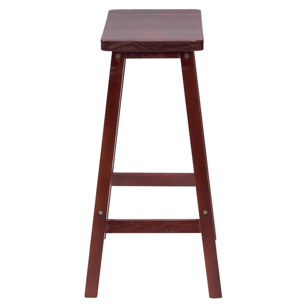 2pcs Pine Wood Saddle Seat Bar Stool Brown