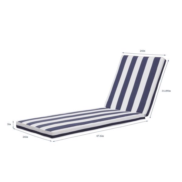 2 PCS Set Outdoor  79.49" x 26" Lounge Chair Cushion Replacement Patio Seat Cushion Chaise Lounge Cushion（Blue/White Stripe） [Sale to Temu is Banned.Weekend can not be shipped, order with caution]