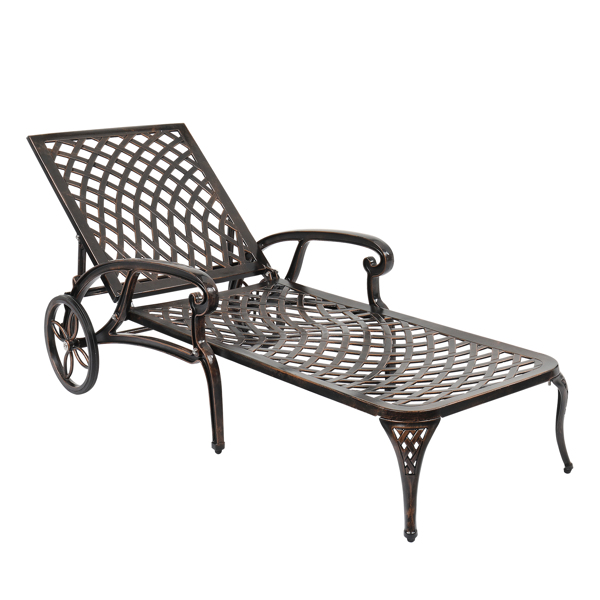 【Replace 60810204】193*64.5*93cm Backrest Adjustable Courtyard Cast Aluminum Lying Bed Bronze