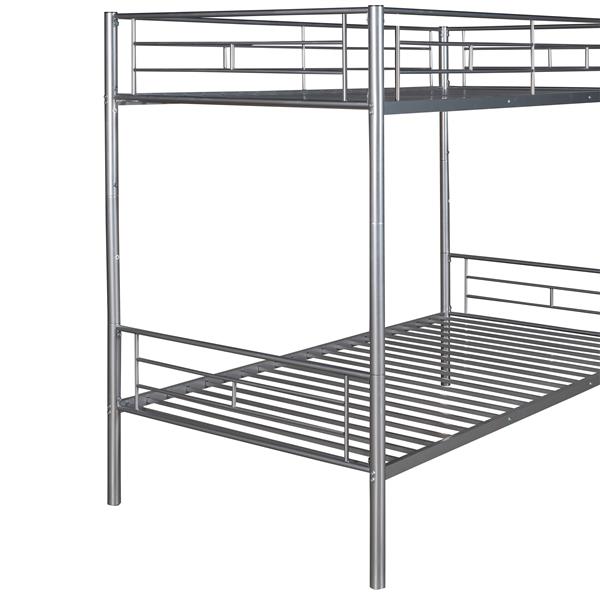 Twin Over Twin Metal Bunk Bed (Silver)