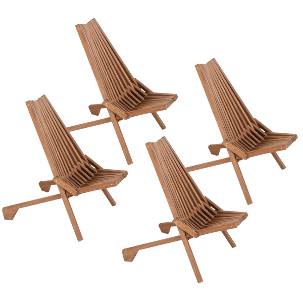 Wood Folding Chair for Outdoor, Low Profile Acacia Wood Lounge Chair for Balcony Porch Backyard Patio Lawn Garden