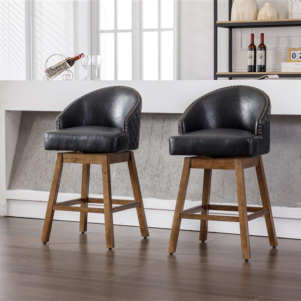 Bar Stools Set of 2 Counter Height Chairs with Footrest for Kitchen, Dining Room And 360 Degree Swivel