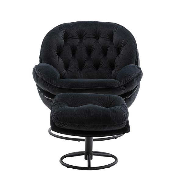 TV Chair  Living room Chair  with Ottoman-BLACK