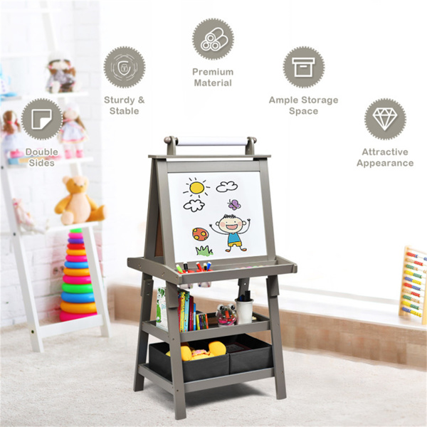  3-in-1 Double-Sided Storage Art Easel Gray