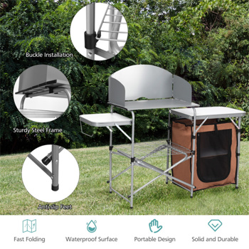 Foldable Camping Kitchen with Windscreen Bag