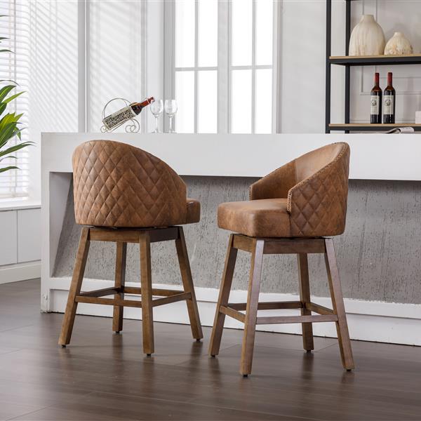 Bar Stools Set of 2 Counter Height Chairs with Footrest for Kitchen, Dining Room And 360 Degree Swivel