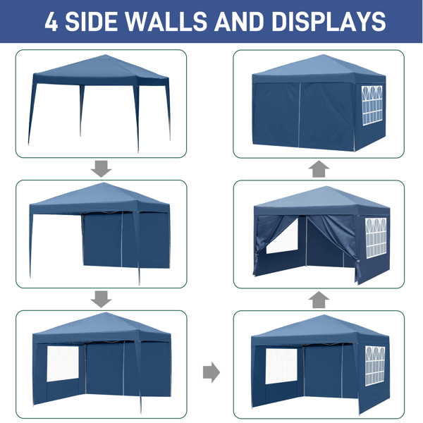 3 x 3m Two Doors & Two Windows Practical Waterproof Right-Angle Folding Tent Blue