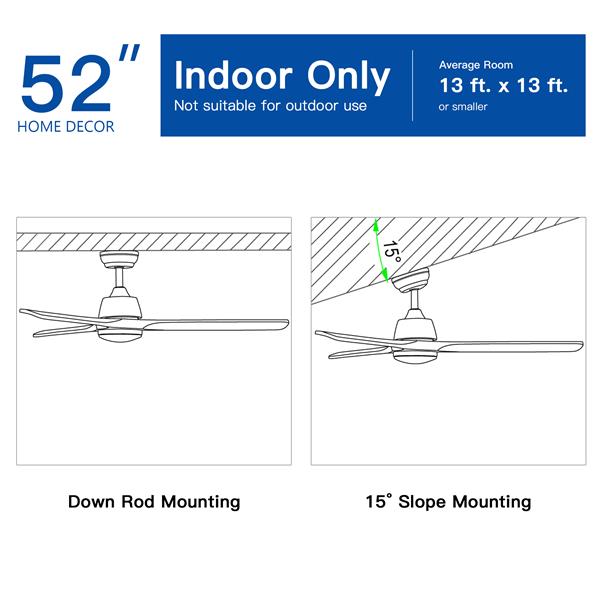 52 In.Intergrated LED Ceiling Fan Lighting with Remote Control