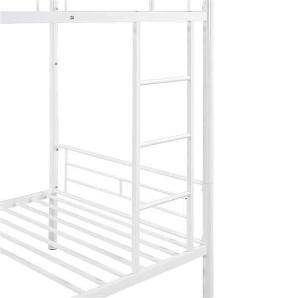 Twin Over Twin Metal Bunk Bed (White)