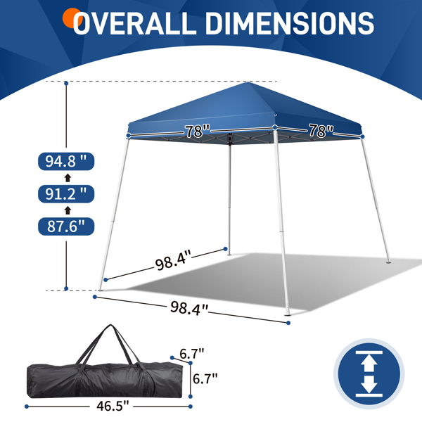 2.4 x 2.4m Portable Home Use Waterproof Folding Tent Blue