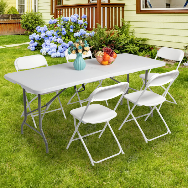 6' Folding Table Portable Plastic Indoor Outdoor Picnic Party Dining Camping Tables