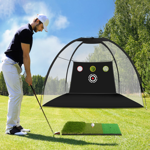 11mm fiberglass rod, 10 * 7ft black golf net, 3 targets, including grass ball pads