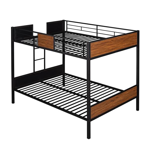 Full-over-full bunk bed modern style steel frame bunk bed with safety rail, built-in ladder for bedroom, dorm, boys, girls, adults(OLD SKU: MF190840AAD