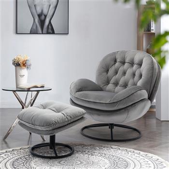 Accent chair  TV Chair  Living room Chair Grey with ottoman