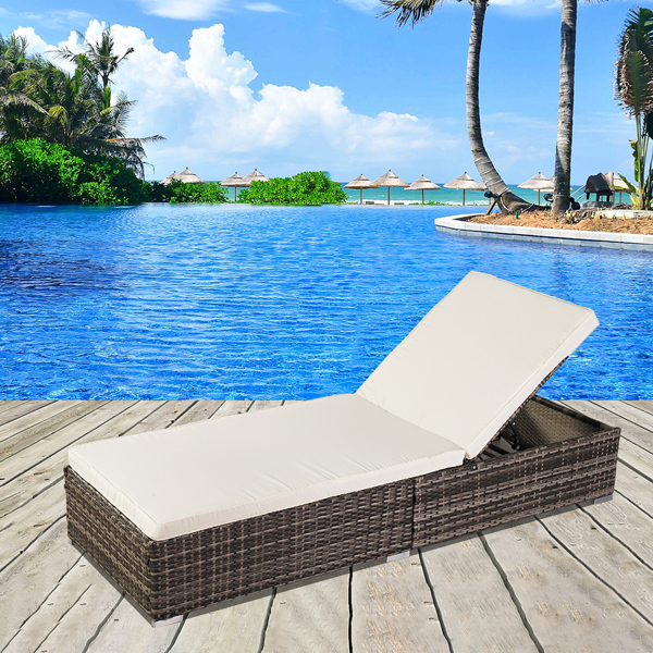 Oshion Outdoor Leisure Rattan Furniture Pool Bed / Chaise (Single Sheet)-Grey