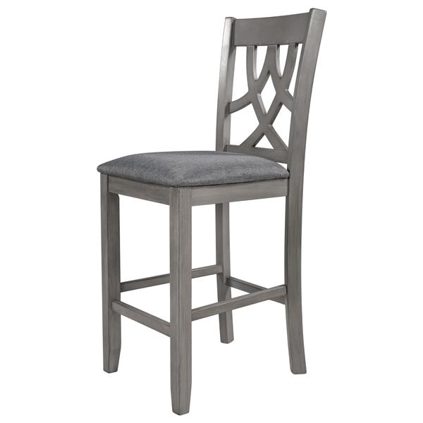 Farmhouse 2 Piece Padded Round Counter Height Kitchen Dining Chairs with Cross Back for Small Places, Gray