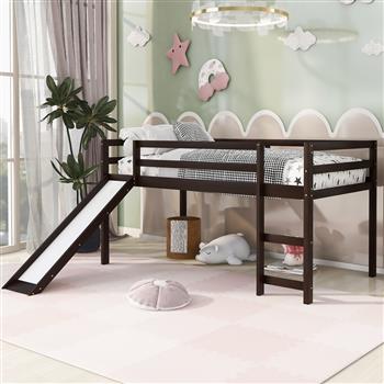 Loft Bed with Slide, Multifunctional Design, Twin (Espresso)