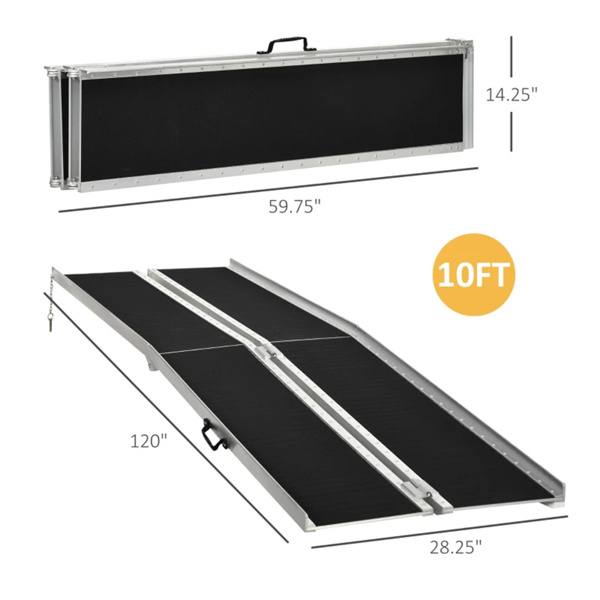 10' Threshold Ramp,Portable Wheelchair Ramp,Carpeted Foldable Handicap Ramp, 