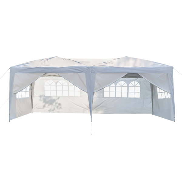 3 x 6m Four Windows Practical Waterproof Folding Tent White