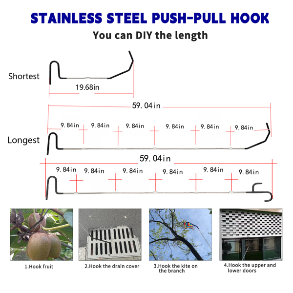 Long distance tools outdoor steel wheel puller truck fifth push pull hook 1 piece, garage door pull hook