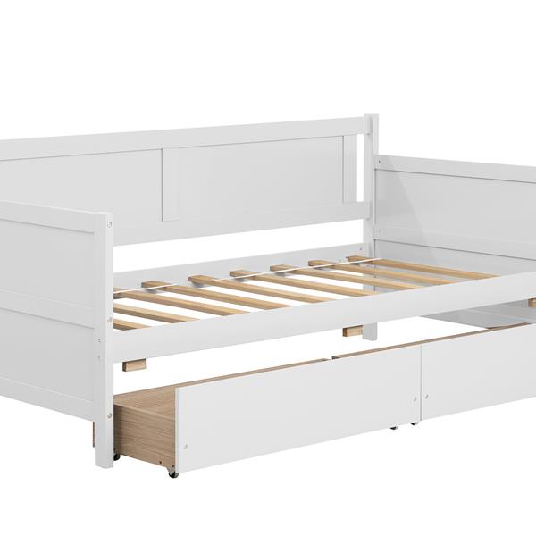 Daybed with two drawers, Twin size Sofa Bed, Two Storage Drawers for Bedroom,Living Room ,White