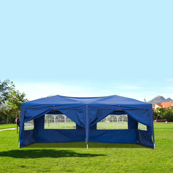 3 x 6m Four Windows Practical Waterproof Folding Tent Blue