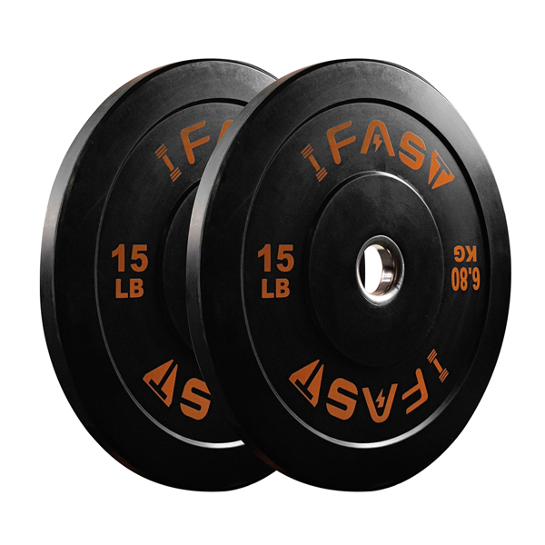 Olympic Weight Plates, Rubber Bumper Plates, 2 Inch Steel Insert 15lb Bundle Options Available for Home Gym Strength Training, Weightlifting, Weight Bench Press and Workout