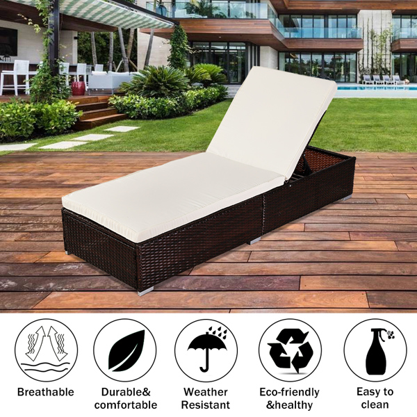 Oshion Outdoor Leisure Rattan Furniture Pool Bed / Chaise (Single Sheet)-Brown