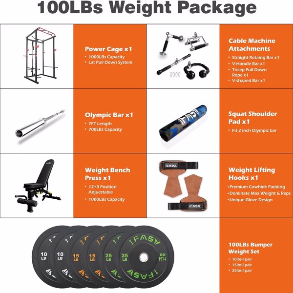 100lb Home Gym sets Multi-functional Power Cage,Home Adjustable Pullup Squat Rack 1000Lbs Capacity Comprehensive Fitness Barbell Rack