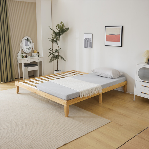 Basic bed frame solid wood color King 206*192*30.5cm wooden bed