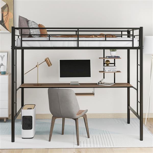 Loft Bed with Desk and Shelf , Space Saving Design,Twin