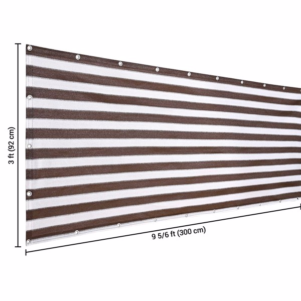 3' x 10' Balcony Privacy Screen Fence Cover Windscreen Heavy Duty Commercial Grade Strong Binding with Zip Tie(No shipments at weekends)