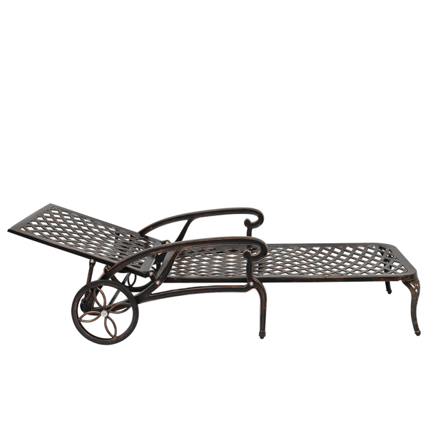 【Replace 60810204】193*64.5*93cm Backrest Adjustable Courtyard Cast Aluminum Lying Bed Bronze