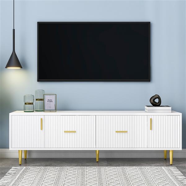 Modern TV Stand with 5 Champagne Legs - Durable, Stylish and Spacious, TVs Up to 75''