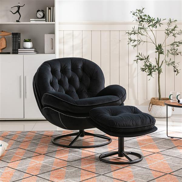 TV Chair  Living room Chair  with Ottoman-BLACK