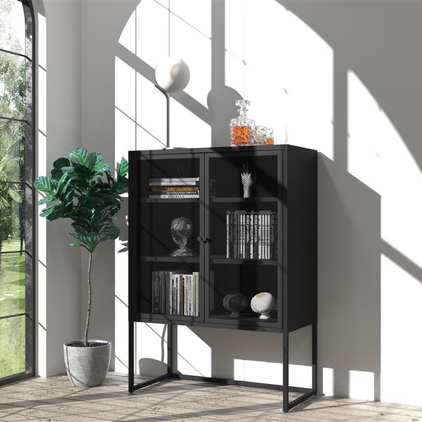 Black Storage Cabinet with Doors, Modern Black Accent Cabinet, Free Standing Cabinet, Buffet Sideboards for Bedroom, Kitchen,Home Office