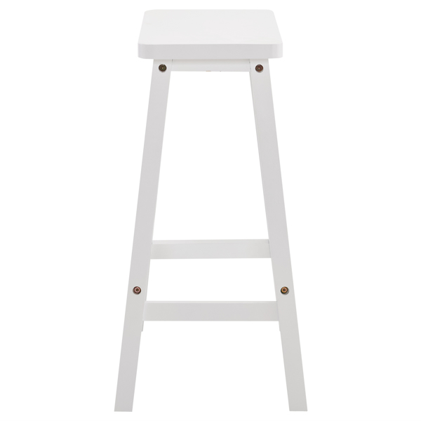 2pcs Pine Wood Saddle Seat Bar Stool White