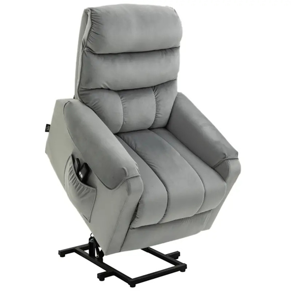 Grey Velvet Recliner Chair,Power Lift Chair with Vibration Massage, Remote Control